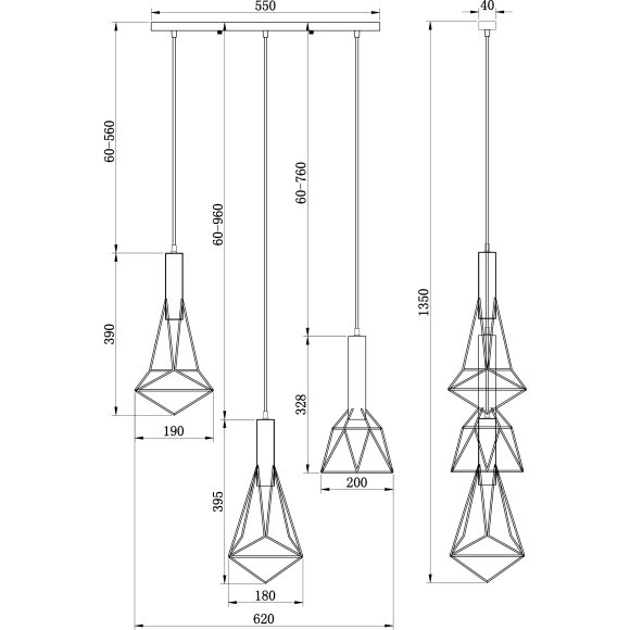 Подвесной светильник с 3 лампами Maytoni T021-03-B SPIDER под лампы 3xE27 60W