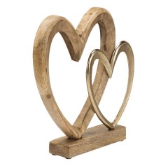 427556 Фигурка Сердца TOMAMAE, H270, алюминий, дерево манго, натуральный, золотой