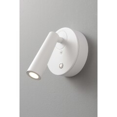 Crystal Lux CLT 233W WH 1400/589 Настенный светодиодный спот (бра) для чтения, с сенсорным выключателем на корпусе, белый матовый металл LED 3Вт 3000К 255Лм CRI95 36° IP20 220V