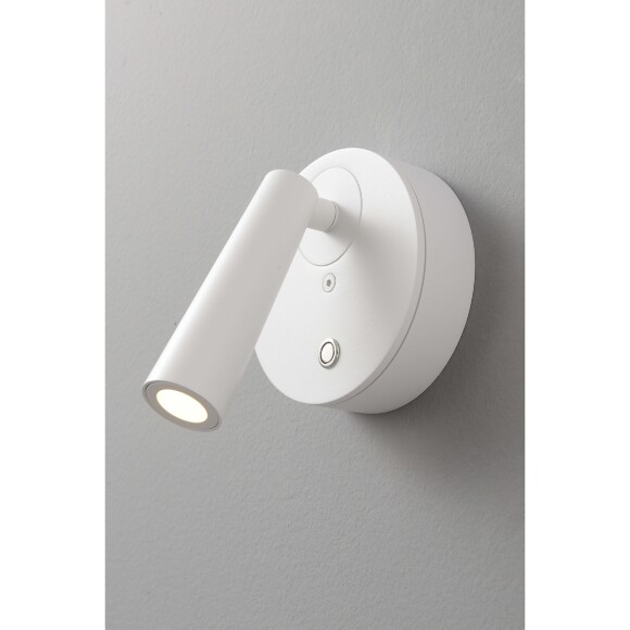 Crystal Lux CLT 233W WH 1400/589 Настенный светодиодный спот (бра) для чтения, с сенсорным выключателем на корпусе, белый матовый металл LED 3Вт 3000К 255Лм CRI95 36° IP20 220V