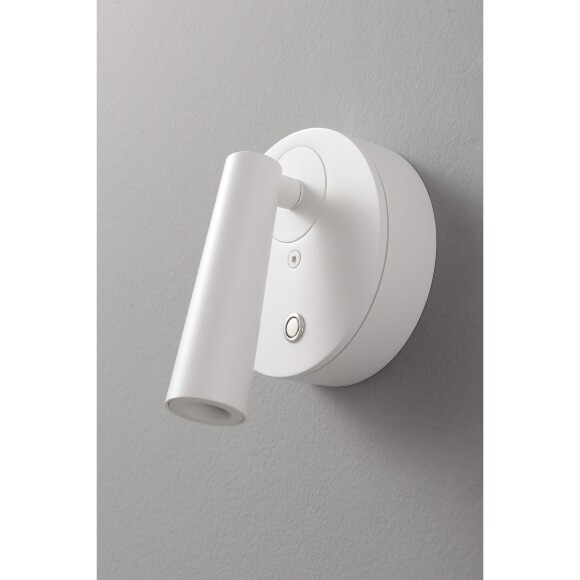 Crystal Lux CLT 233W WH 1400/589 Настенный светодиодный спот (бра) для чтения, с сенсорным выключателем на корпусе, белый матовый металл LED 3Вт 3000К 255Лм CRI95 36° IP20 220V