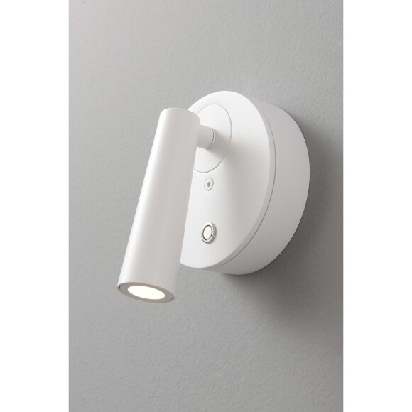 Crystal Lux CLT 233W WH 1400/589 Настенный светодиодный спот (бра) для чтения, с сенсорным выключателем на корпусе, белый матовый металл LED 3Вт 3000К 255Лм CRI95 36° IP20 220V