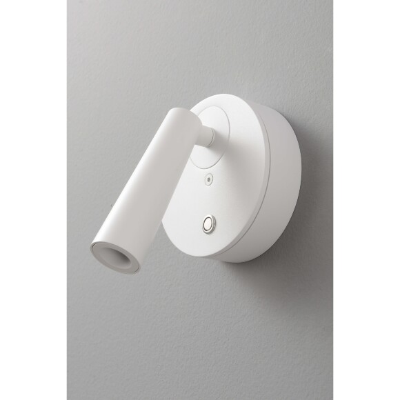 Crystal Lux CLT 233W WH 1400/589 Настенный светодиодный спот (бра) для чтения, с сенсорным выключателем на корпусе, белый матовый металл LED 3Вт 3000К 255Лм CRI95 36° IP20 220V