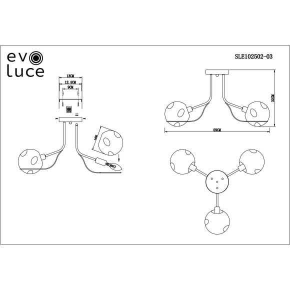 SLE102502-03 Светильник потолочный Хром/Прозрачный E14 3*40W BACA