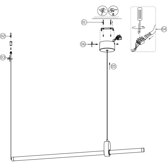 4860-1P Favourite Lingering Подвесной линейный цилиндр 90 см в длинну LEDx20W, 1080LM, 3000K