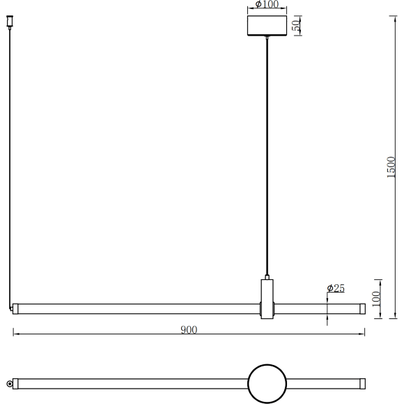 4860-1P Favourite Lingering Подвесной линейный цилиндр 90 см в длинну LEDx20W, 1080LM, 3000K