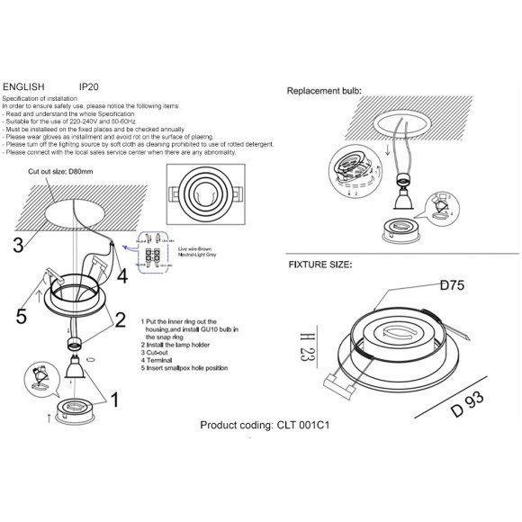 Светильник встраиваемый Crystal Lux CLT 001C1 BL
