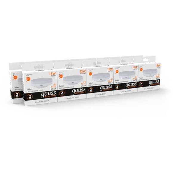 83815 Лампа Gauss Elementary GX53 15W 1020lm 3000K LED 1/10/100