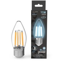 103802211 Лампа Gauss Filament Свеча 11W 830lm 4100К Е27 LED 1/10/50