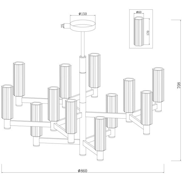 Люстра на штанге Freya FR5167PL-12BS Ambra под лампы 12xE14 40W
