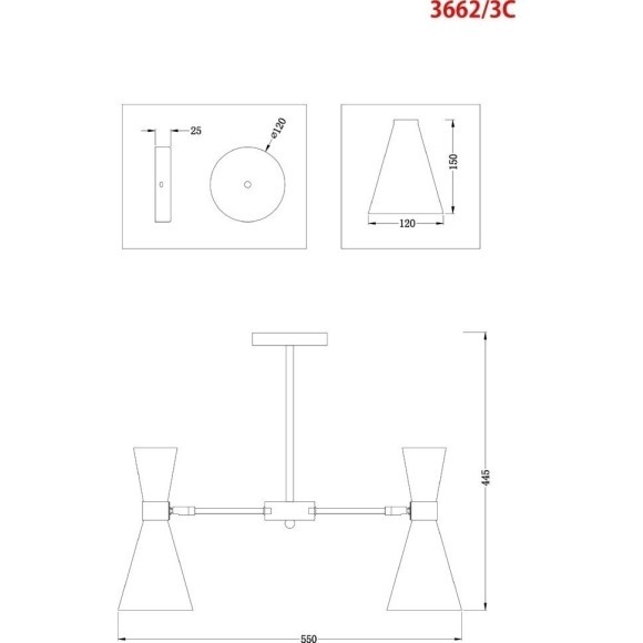 Люстра потолочная Lumion 3662/3C QUINN под лампы 3xE14 3*60W