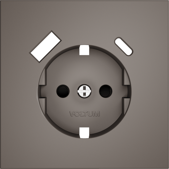 VLS001014 Накладка для розетки с заземлением и защитными шторками, с зарядкой от USB (ТИП С + ТИП A) коричневого цвета VOLTUM S70 (купучино)