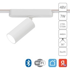 A2956PL-1WH Трековый магнитный светодиодный SMART (TUYA, Алиса, Bluetooth, Wi-Fi) светильник Arte Lamp Rapid 48V CRI95+ 2700-6000К 446Лм 36° 7Вт