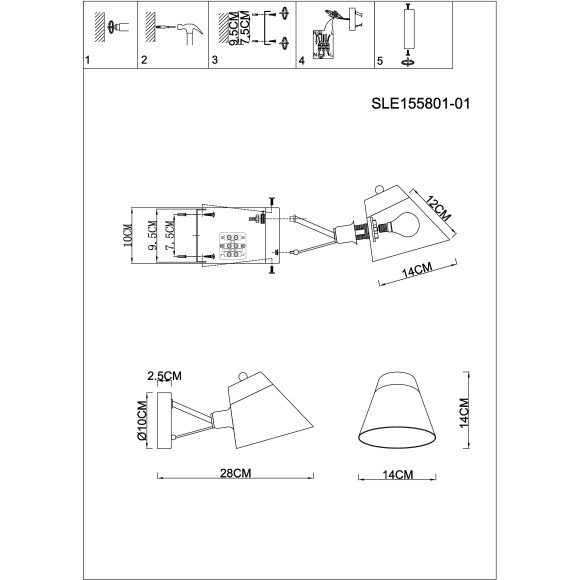 SLE155801-01 Светильник настенный Хром/Белый E14 1*40W VARIO