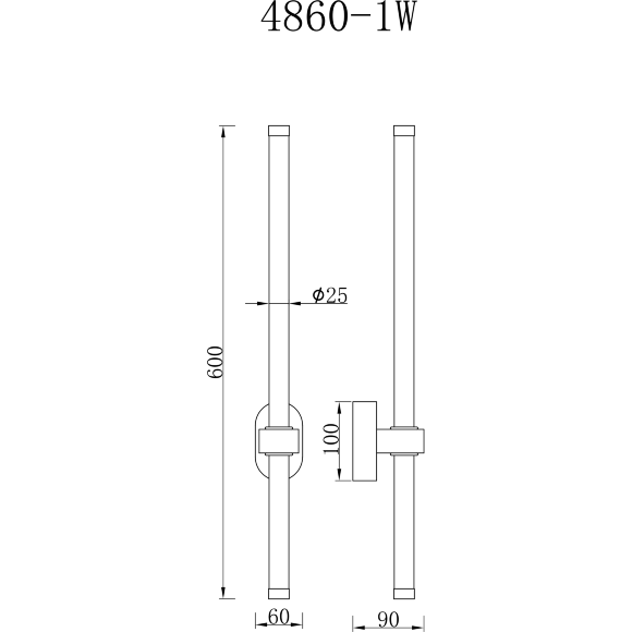 4860-1W Favourite Настенный светильник в виде светящегося цилиндра LEDx14W, 736LM, 3000K