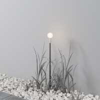 Maytoni Flare S O523FL-L2PT3K Ландшафтный светодиодный светильник столбик 80 см, окантовка платина, основание металл алюминий черный, плафон шар акрил диаметр 4.4 см, монтаж в грунт LED 2.4Вт 3000K 115Лм IP65 360° 24V