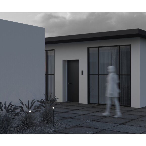 Maytoni Flare S O523FL-L2PT3K Ландшафтный светодиодный светильник столбик 80 см, окантовка платина, основание металл алюминий черный, плафон шар акрил диаметр 4.4 см, монтаж в грунт LED 2.4Вт 3000K 115Лм IP65 360° 24V