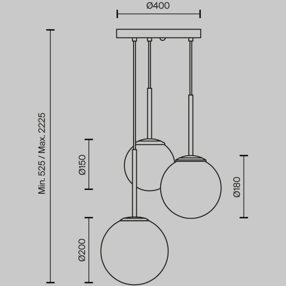 MOD321PL-03G1 Подвесной светильник с 3 стеклянными плафонами шарами, 3 лампы Е14, основание матовое розовое золото Maytoni Basic form MOD321PL-03G1 Подвесной светильник с 3 стеклянными плафонами шарами, 3 лампы Е14, основание матовое розовое золото Maytoni Basic form