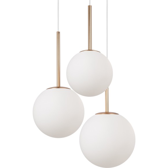 MOD321PL-03G1 Подвесной светильник с 3 стеклянными плафонами шарами, 3 лампы Е14, основание матовое розовое золото Maytoni Basic form MOD321PL-03G1 Подвесной светильник с 3 стеклянными плафонами шарами, 3 лампы Е14, основание матовое розовое золото Maytoni Basic form
