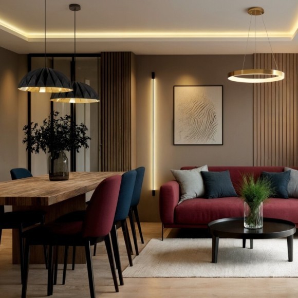 DK6273-SG Светильник подвесной золотое кольцо с переключателем цветовой температуры 60 Вт 3000–4000К