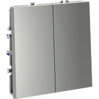 VLS020605 Выключатель с самовозвратом (звонковый) двухклавишный встраиваемый стального цвета 10А (2200 Ватт) VOLTUM S70 (сталь)