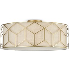 Потолочный светильник (люстра) Maytoni Messina H223-PL-05-G лампы E27 5шт макс 60Вт, металл золото, бежевый абажур из натурального льна, стиль неоклассика, диаметр 57см