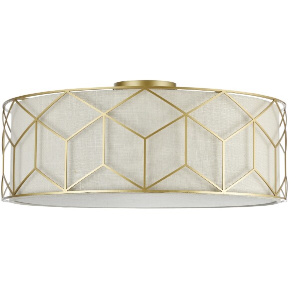 Потолочный светильник (люстра) Maytoni Messina H223-PL-05-G лампы E27 5шт макс 60Вт, металл золото, бежевый абажур из натурального льна, стиль неоклассика, диаметр 57см