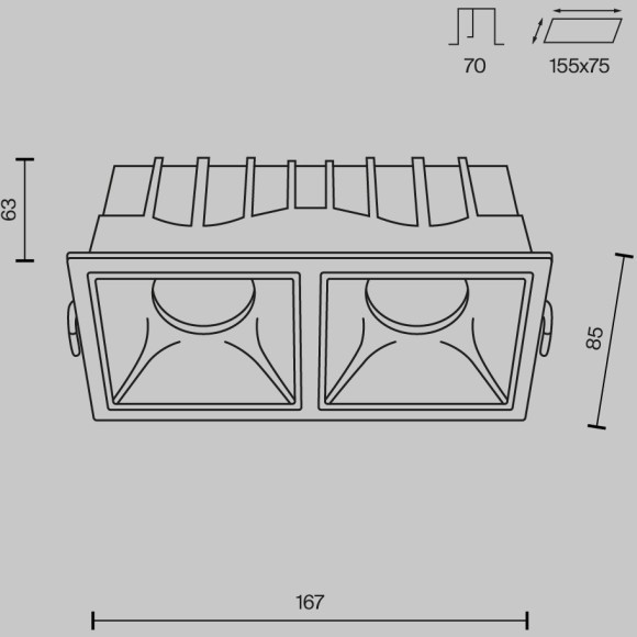Встраиваемый светильник Technical DL043-02-15W4K-SQ-W