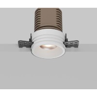 Maytoni Mini DL059-7W3K-TRS-W Белый круглый безрамочный светодиодный светильник-спот встраиваемый в ГКЛ, COB LED 7Вт 3000K 50° 650Лм CRI90 IP20 220V светодиоды Bridgelux, диммируемые при смене блока питания