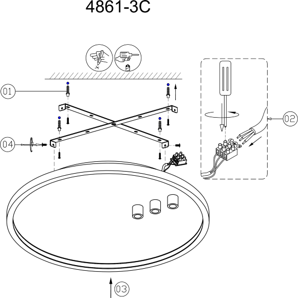 4861-3C Favourite Потолочный плоский светильник в виде скалистого камня LEDx35W + 8,5W, 860LM, 3000K