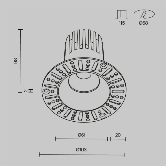 Встраиваемый светильник Technical DL121-15W-2.7K-TRS-W