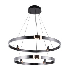 Подвесная черная светодиодная люстра с 2 кольцами 80см и 60см 64Вт 1485лм 3000К Arte Lamp CESARE A1993SP-64BK