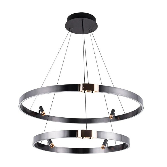 Подвесная черная светодиодная люстра с 2 кольцами 80см и 60см 64Вт 1485лм 3000К Arte Lamp CESARE A1993SP-64BK
