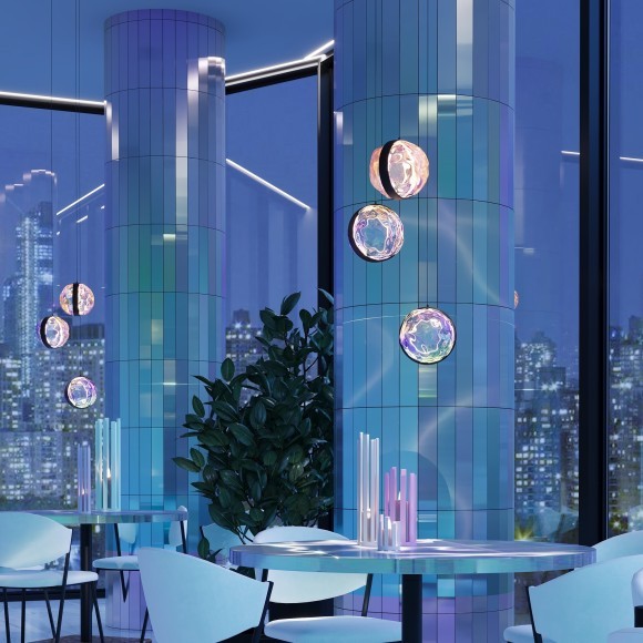 Подвесной светодиодный светильник с переливающимся плафоном LED 6Вт RA80 600лм 3000К Maytoni MOD379PL-L6B3K