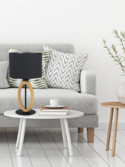 43569 EGLO BASILDON 1 Настольная лампа с 1 лампой E27, 40Вт, механический выключатель, H425, D150, ткань/дерево/сталь, черный/коричневый