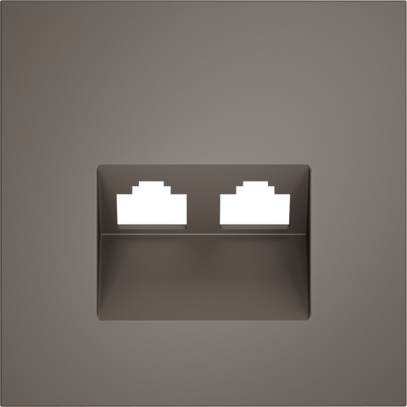 VLS001414 Накладка для розетки компьютерной двойной RJ45 категории 6Е (для проводов CAT5-CAT6 до 10 Гбит/сек) коричневого цвета VOLTUM S70 (купучино)