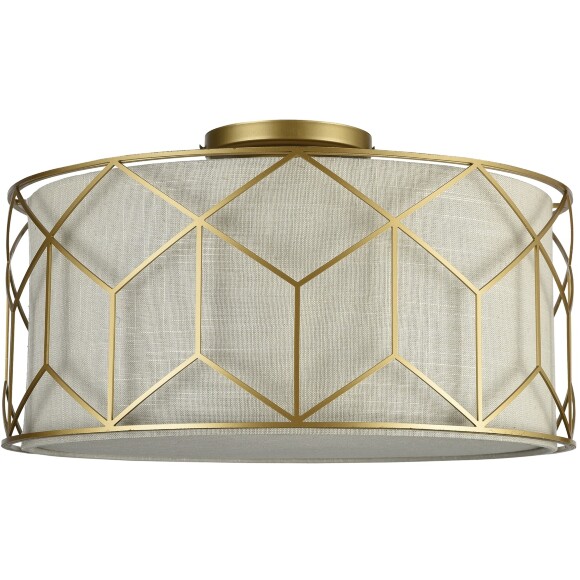 Потолочный светильник (люстра) Maytoni Messina H223-PL-03-G лампы E27 3шт макс 60Вт, металл золото, бежевый абажур из натурального льна, стиль неоклассика, диаметр 43см