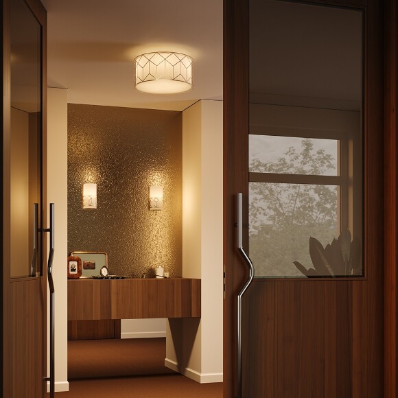 Потолочный светильник (люстра) Maytoni Messina H223-PL-03-G лампы E27 3шт макс 60Вт, металл золото, бежевый абажур из натурального льна, стиль неоклассика, диаметр 43см