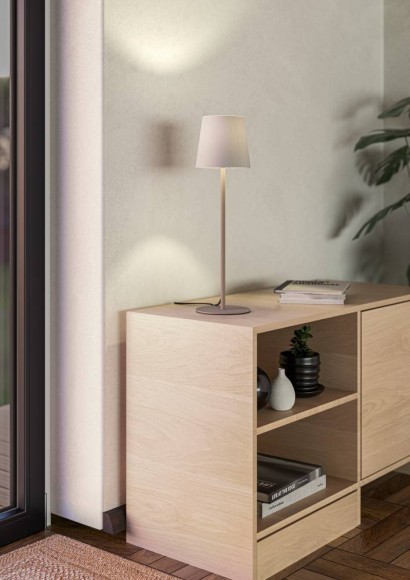 901128 FIORANA Настольная лампа с 1 лампой E14, 40Вт, механический выключатель, металл коричневый, ткань белый 901128 FIORANA Настольная лампа с 1 лампой E14, 40Вт, механический выключатель, металл коричневый, ткань белый