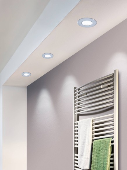 99204 Светодиодный встраиваемый светильник FUEVA 5, 2,7W (LED), ?86, ET26, IP44, 300lm, 3000K, сталь, хро