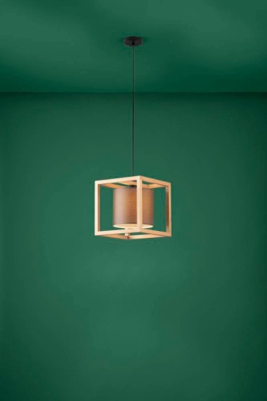 390107 EGLO GRANADOS Люстра потолочная с 1 лампой E27, 40Вт, дерево коричневый, ткань белый