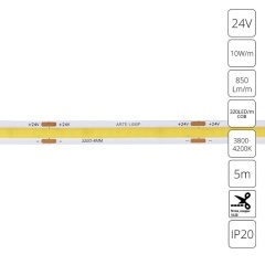 A2432008-02-4K Светодиодная лента 24В 10Вт/м 850Лм/м 4000К CRI 90+ 8мм COB 320шт/м 5м IP20
