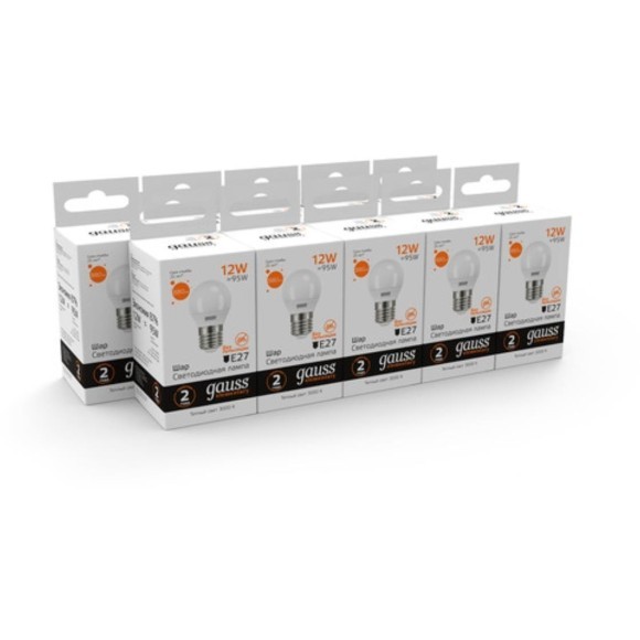 53212 Лампа Gauss LED Elementary Шар 12W 880lm E27 3000K 1/10/100