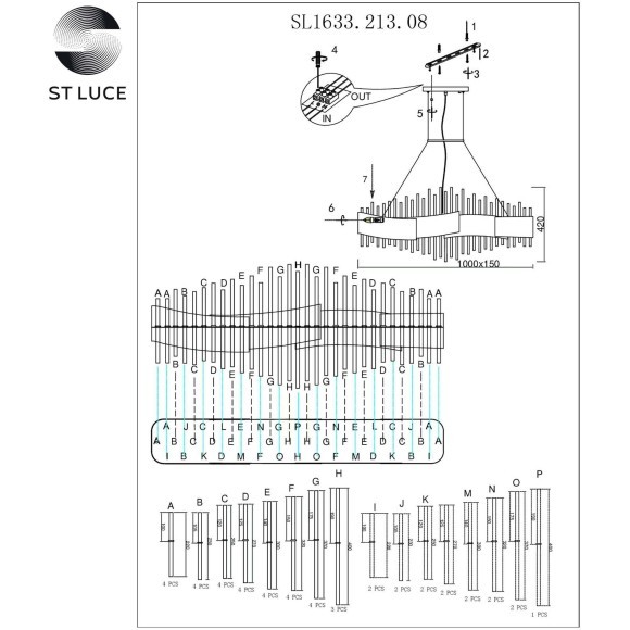 SL1633.213.08 Люстра подвесная ST-Luce Матовое золото/Матовое золото,Прозрачный E14 8*40W OLVERA SL1633.213.08 Люстра подвесная ST-Luce Матовое золото/Матовое золото,Прозрачный E14 8*40W OLVERA