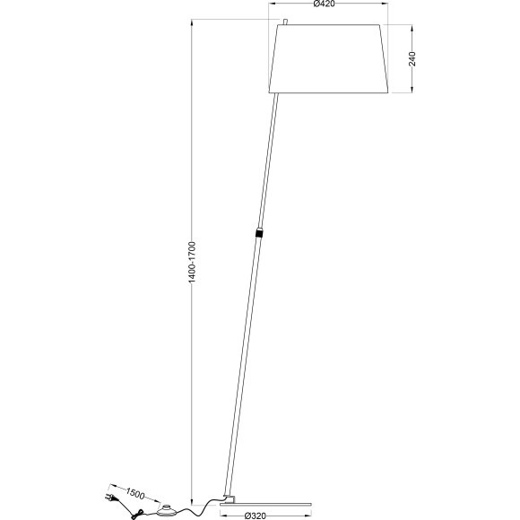 Торшер с абажуром Maytoni MOD613FL-01W Bergamo под лампу 1xE27 60W