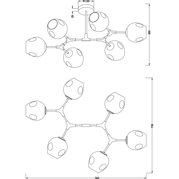 Люстра потолочная Freya FR5006CL-06B Desi под лампы 6xE27 60W