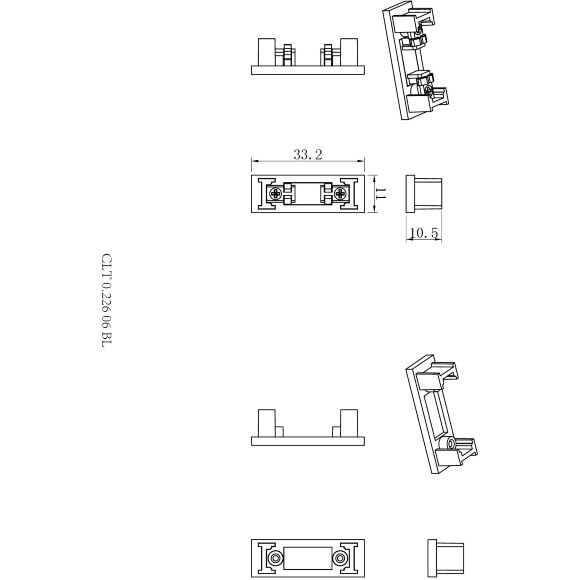 Crystal Lux CLT 0.226 06 BL 1408/130 Комплект из 2 торцевых заглушек для двустороннего шинопровода серии UX5 Crystal Lux CLT 0.226 06 BL 1408/130 Комплект из 2 торцевых заглушек для двустороннего шинопровода серии UX5