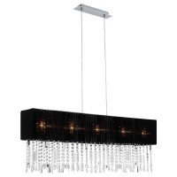 89177 AVES Подвесной потолочный светильник люстра с 5 лампами E14, 200Вт, металл, ткань, хромированный