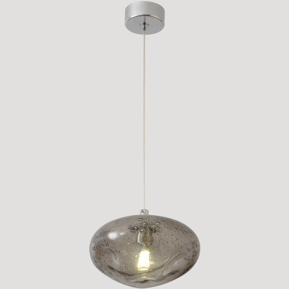 Crystal Lux Formless SP1 Smoke 4121/201 Подвесной современный светильник, плафон диаметром 15 см, дымчатое стекло, основание хром металл, лампа G9 1шт макс. 40Вт IP20 220В