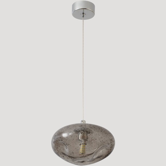 Crystal Lux Formless SP1 Smoke 4121/201 Подвесной современный светильник, плафон диаметром 15 см, дымчатое стекло, основание хром металл, лампа G9 1шт макс. 40Вт IP20 220В